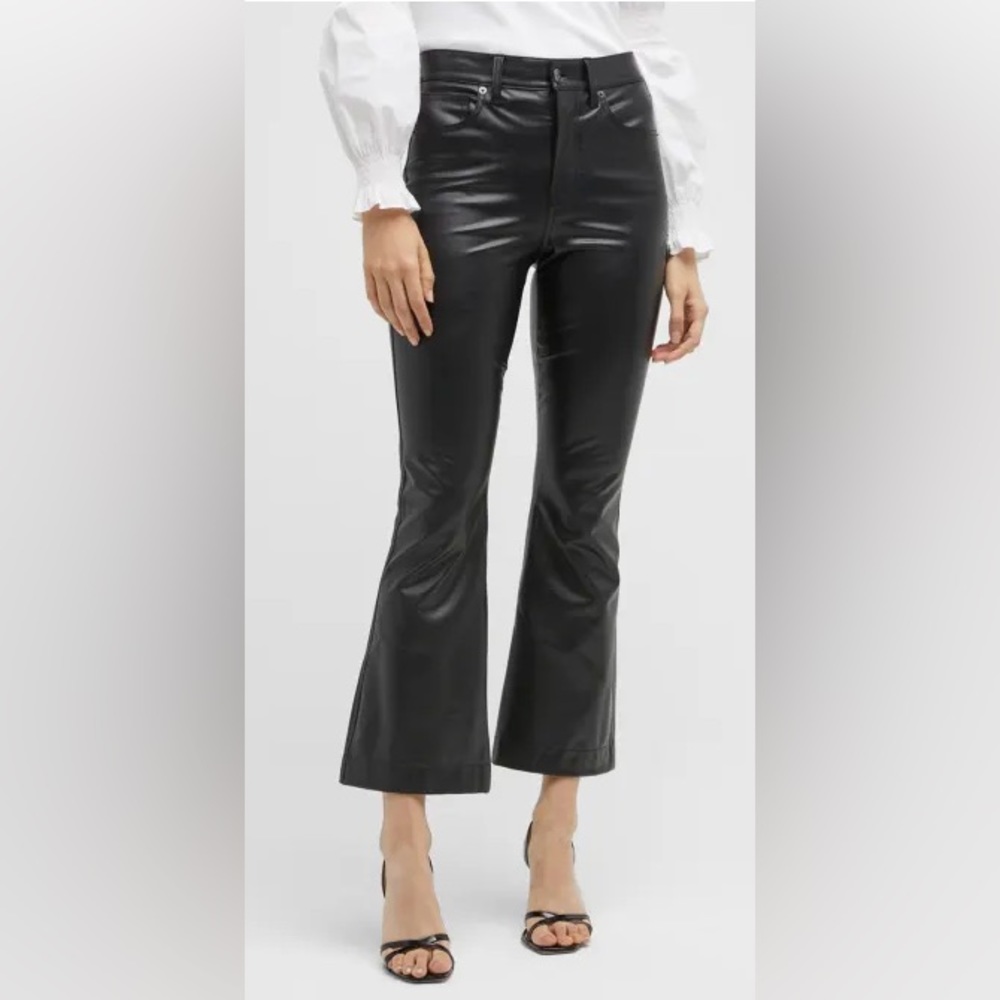 Veronica Beard Carson Cropped Faux Leather Pants in Black
